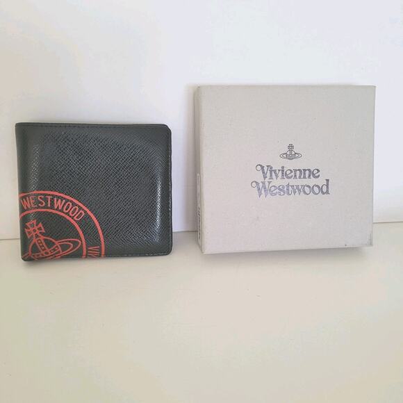 Vivienne Westwood Kent Man Logo Bifold Wallet Leather Black Bifold Medium Box - Picture 1 of 11